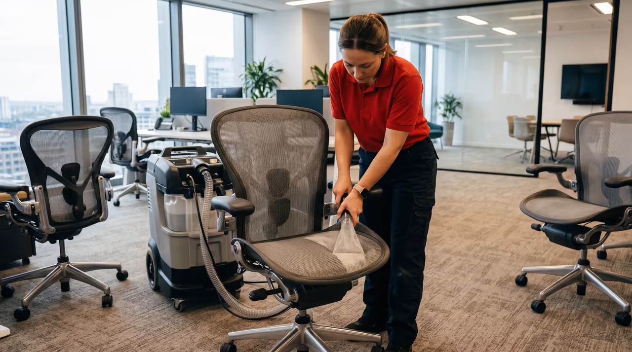 Detailed cleaning of chair seat and backrest in Liman