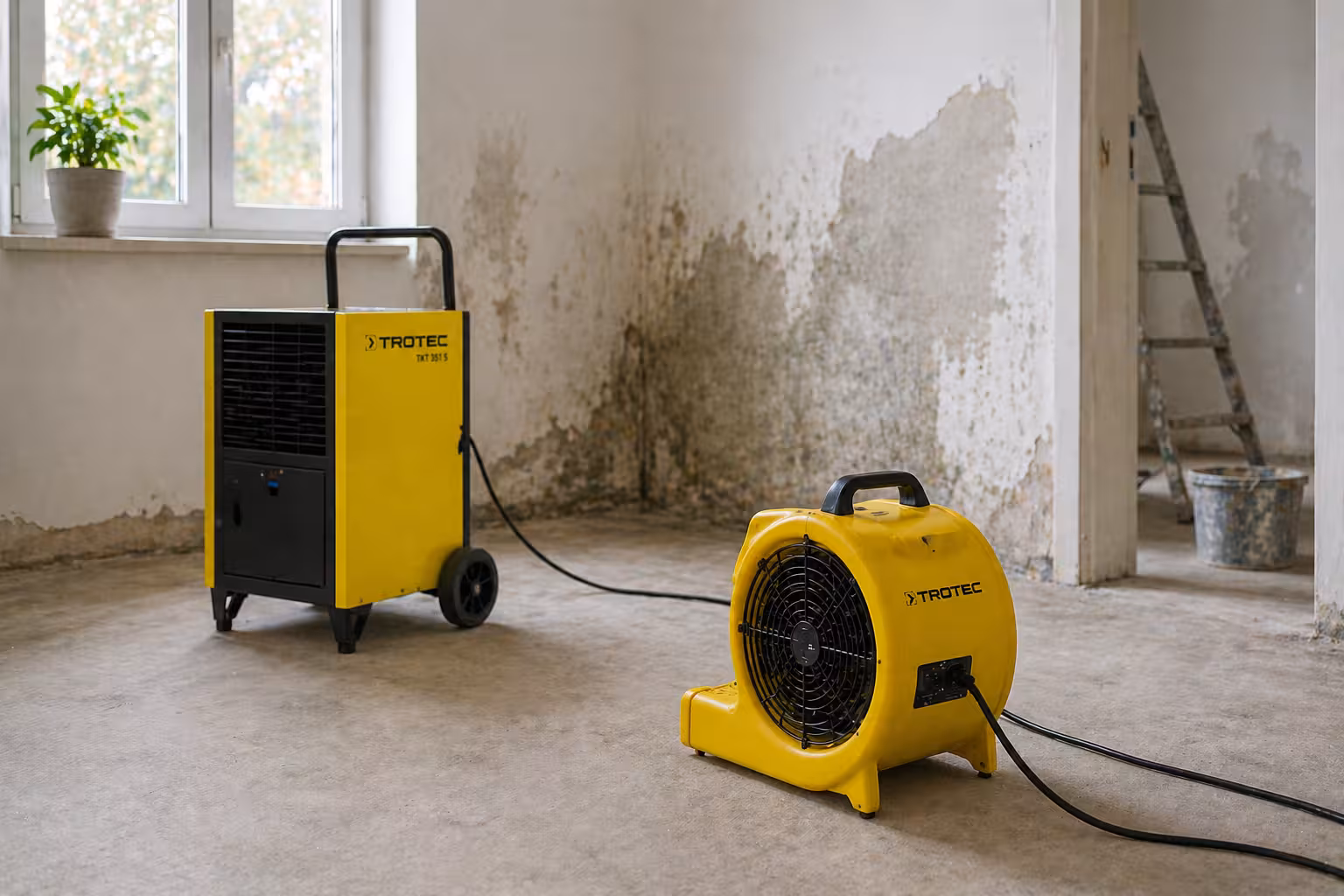 Efficient drying of walls and floors after moisture exposure