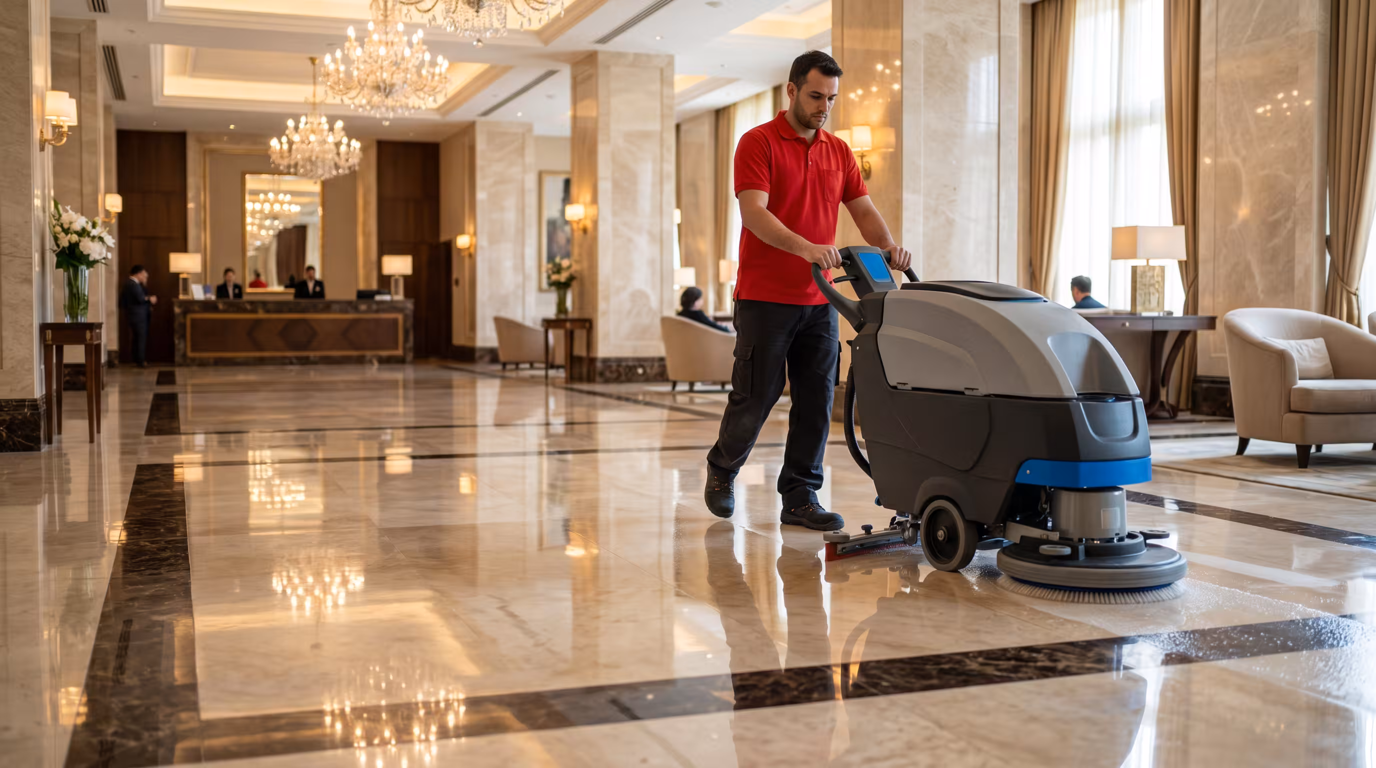 Deep cleaning high-traffic floor zones in Adice