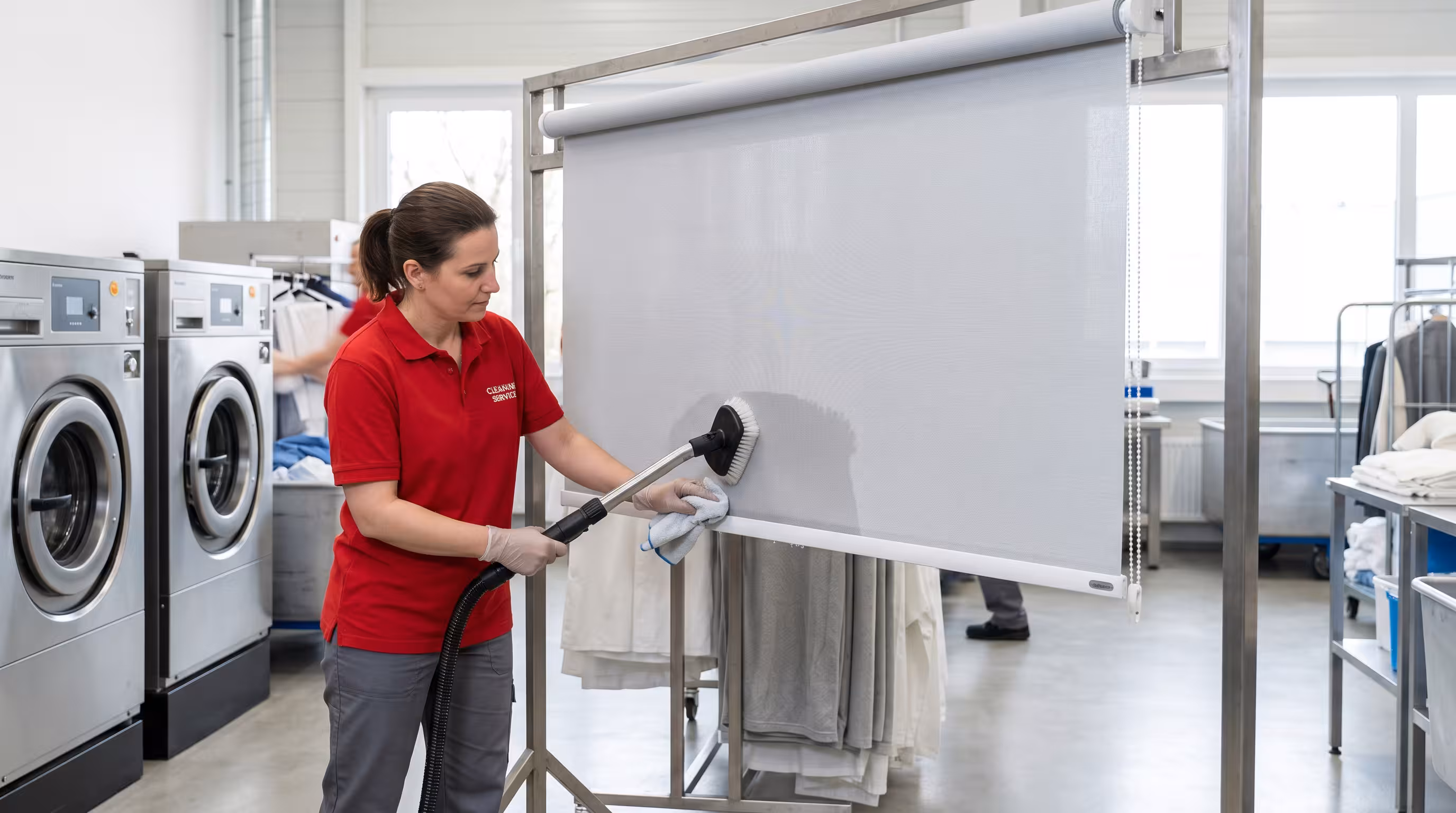 Neutralizing trapped odors from roller blind material