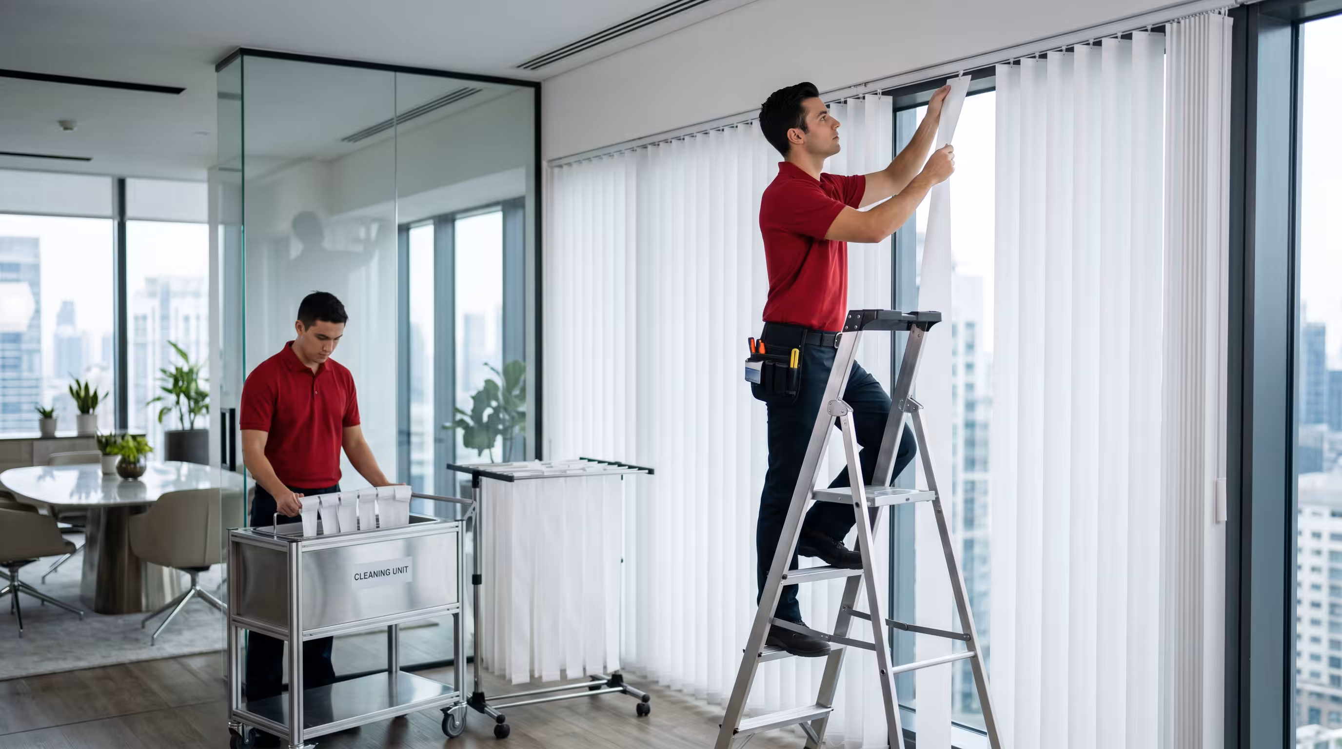 Detailed treatment of vertical blinds in high-exposure zones