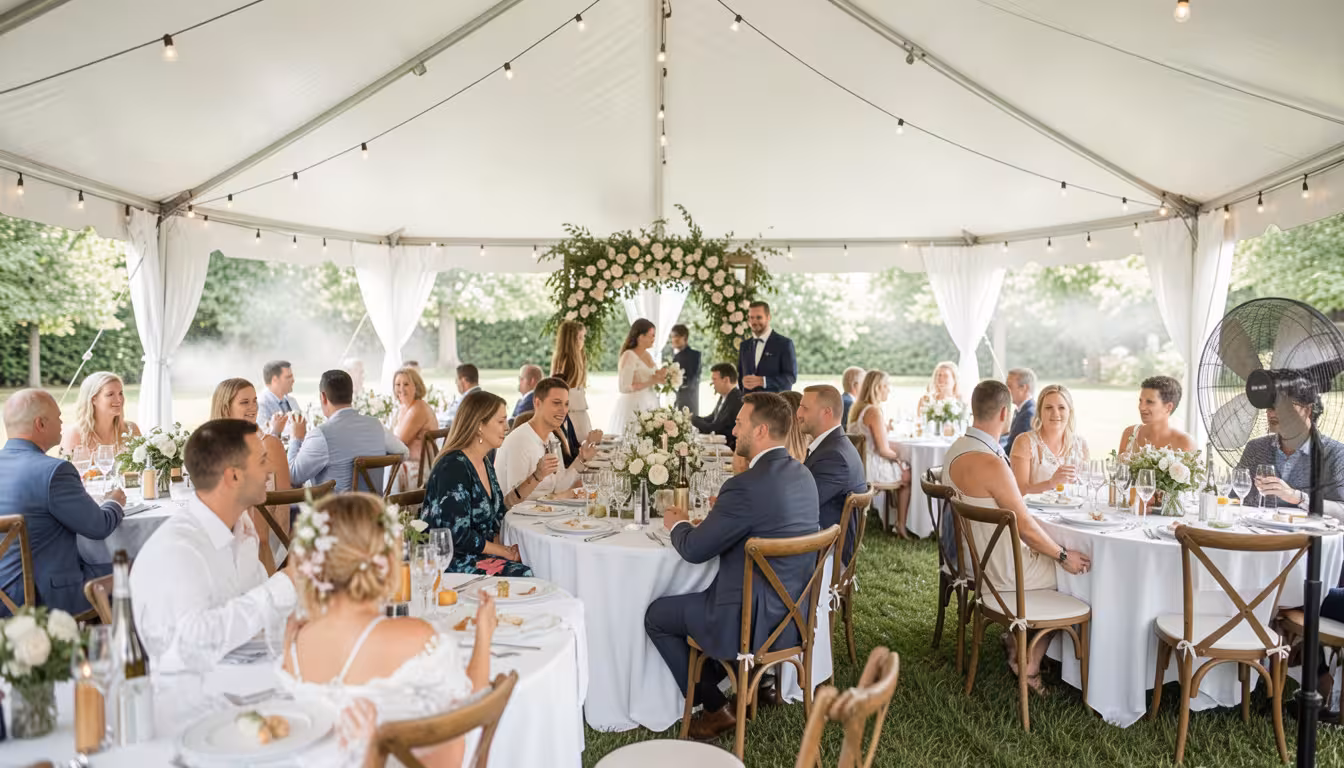 When to rent a water cooling fan for a wedding or tent celebration