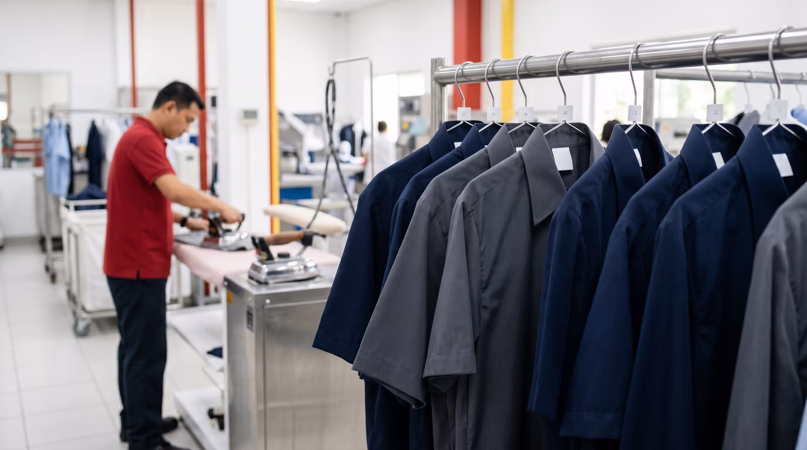 Stain treatment on uniform sleeves and collar