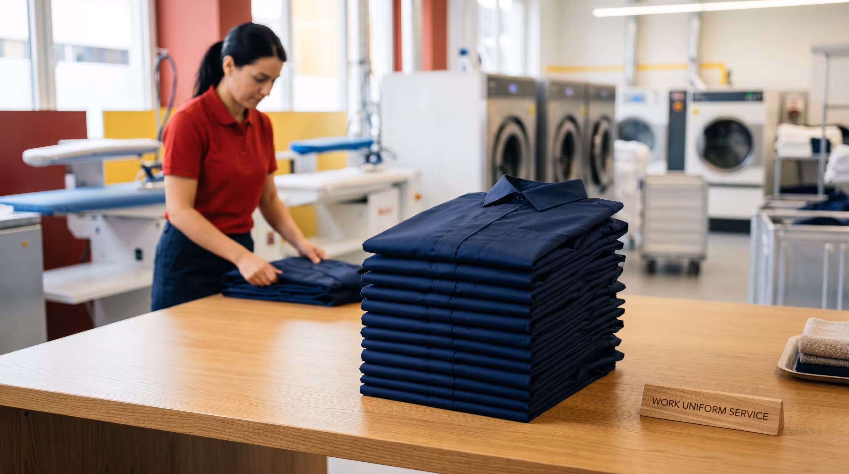 Work uniform prepared for professional washing and care