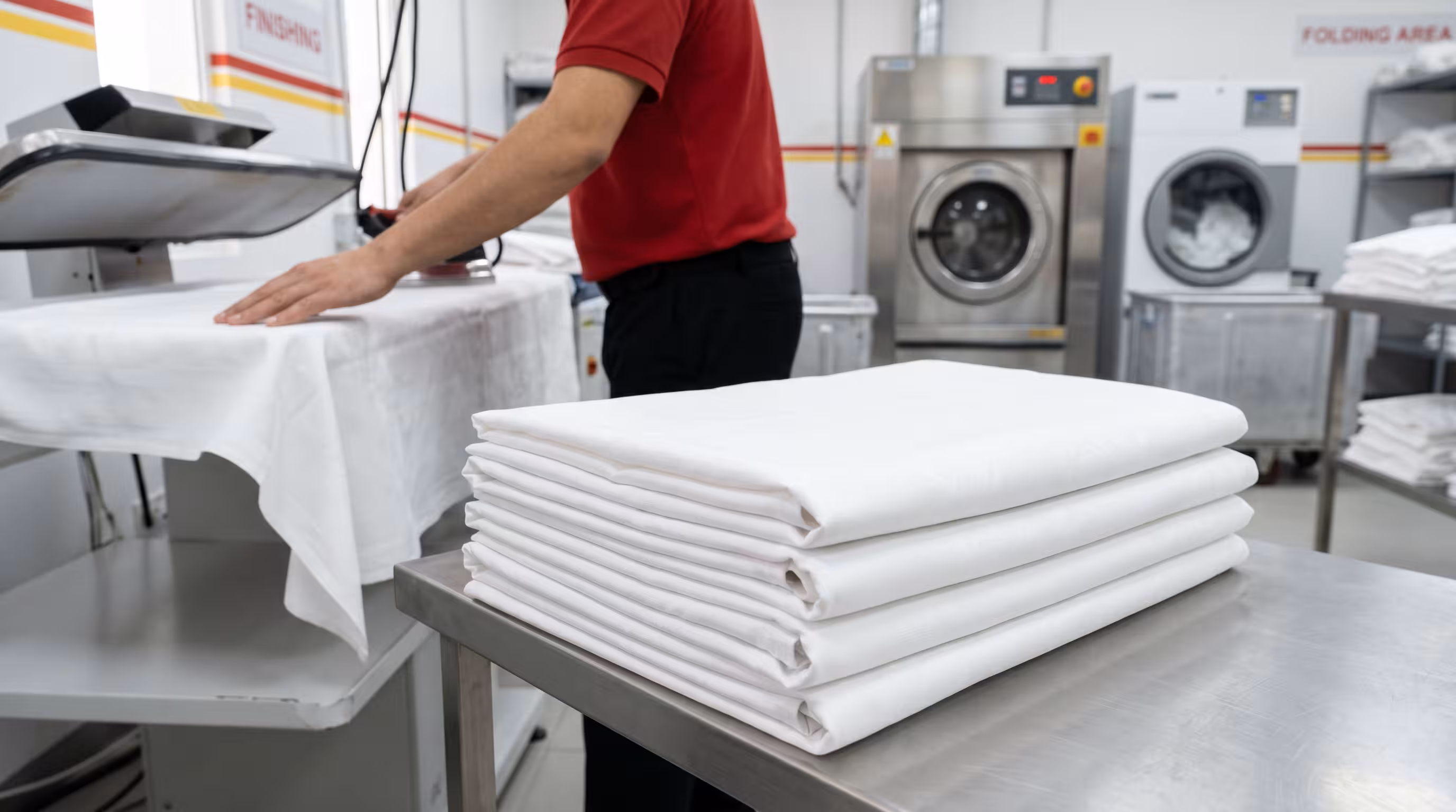Tablecloth fabric inspection before treatment